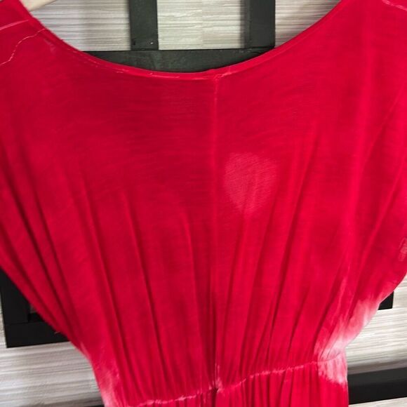 Style Biz Red white tie-dye long maxi dress lightweight rayon size small Fourth - Picture 6 of 6